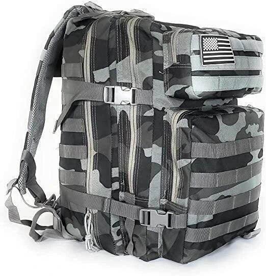 Mochila táctica militar gris 45L urbana outdoor supervivencia