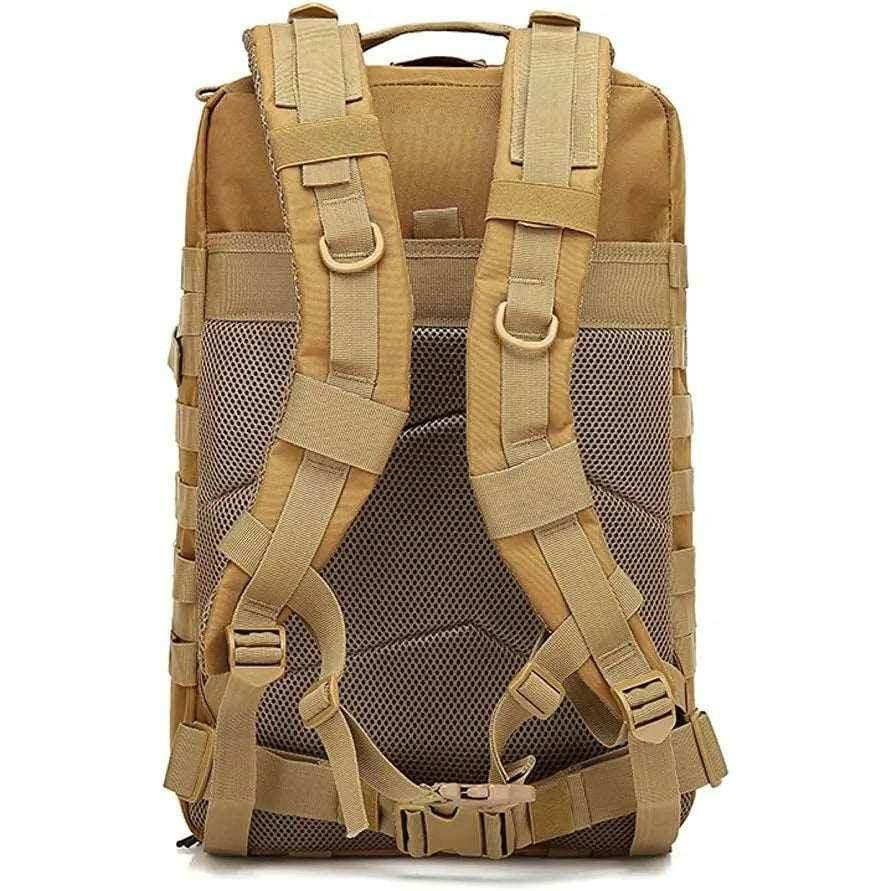 Mochila táctica kaki compartimentos molle sistema modular camping