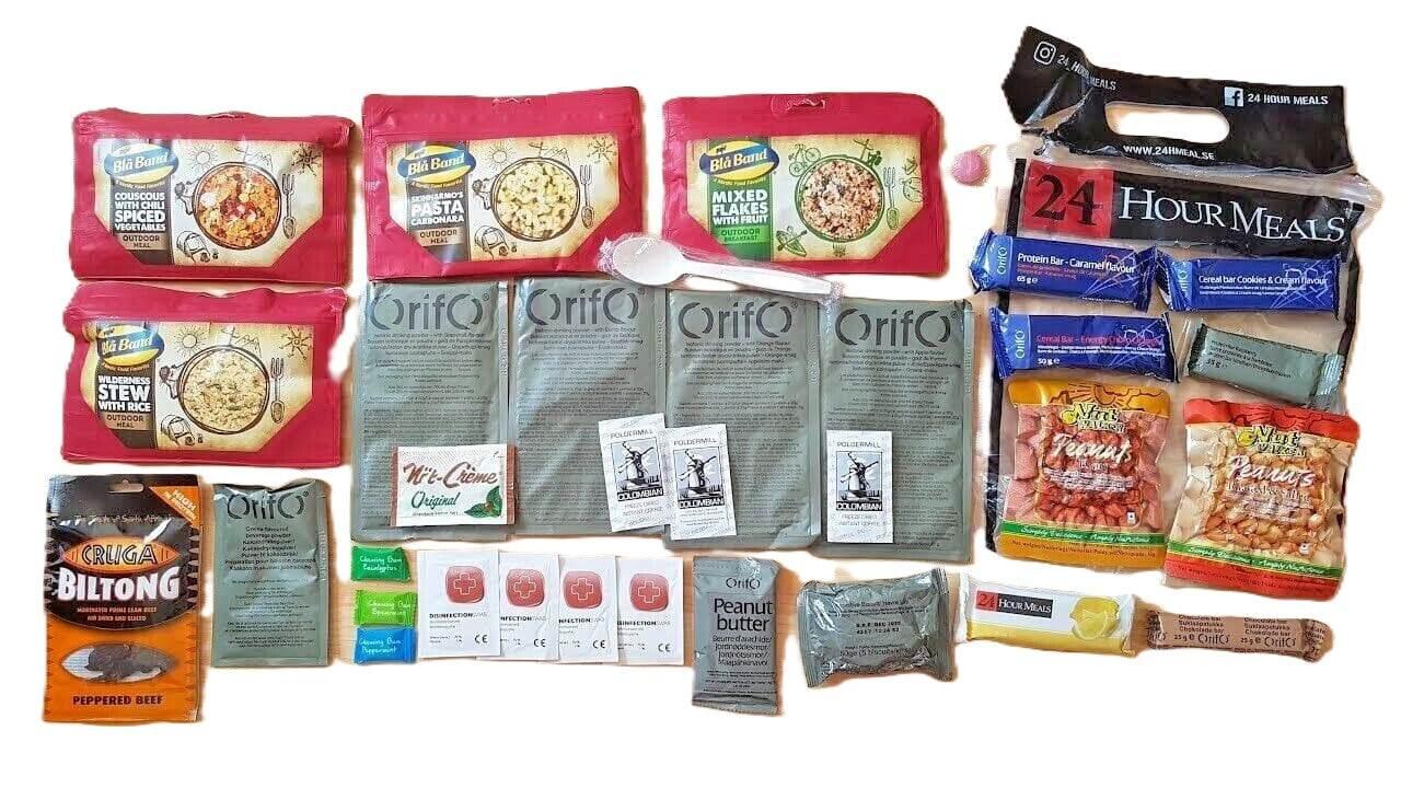 Componentes ración sueca 24h ejército Suecia MRE