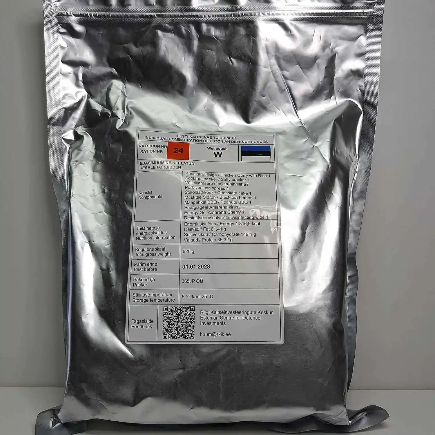 Ración de combate individual – Fuerzas de Defensa de Estonia Menu 24