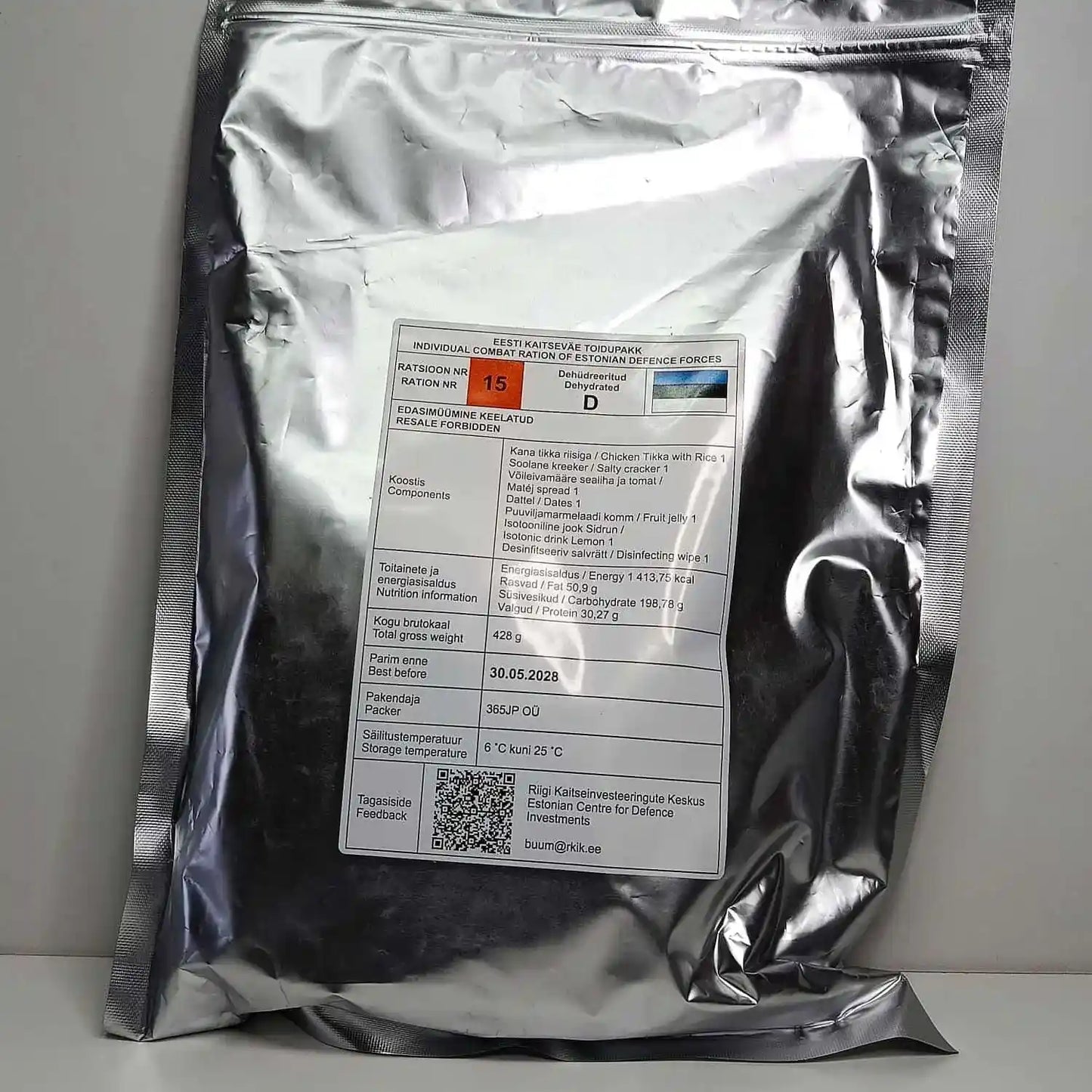 Ración de combate individual – Fuerzas de Defensa de Estonia Menu 15
