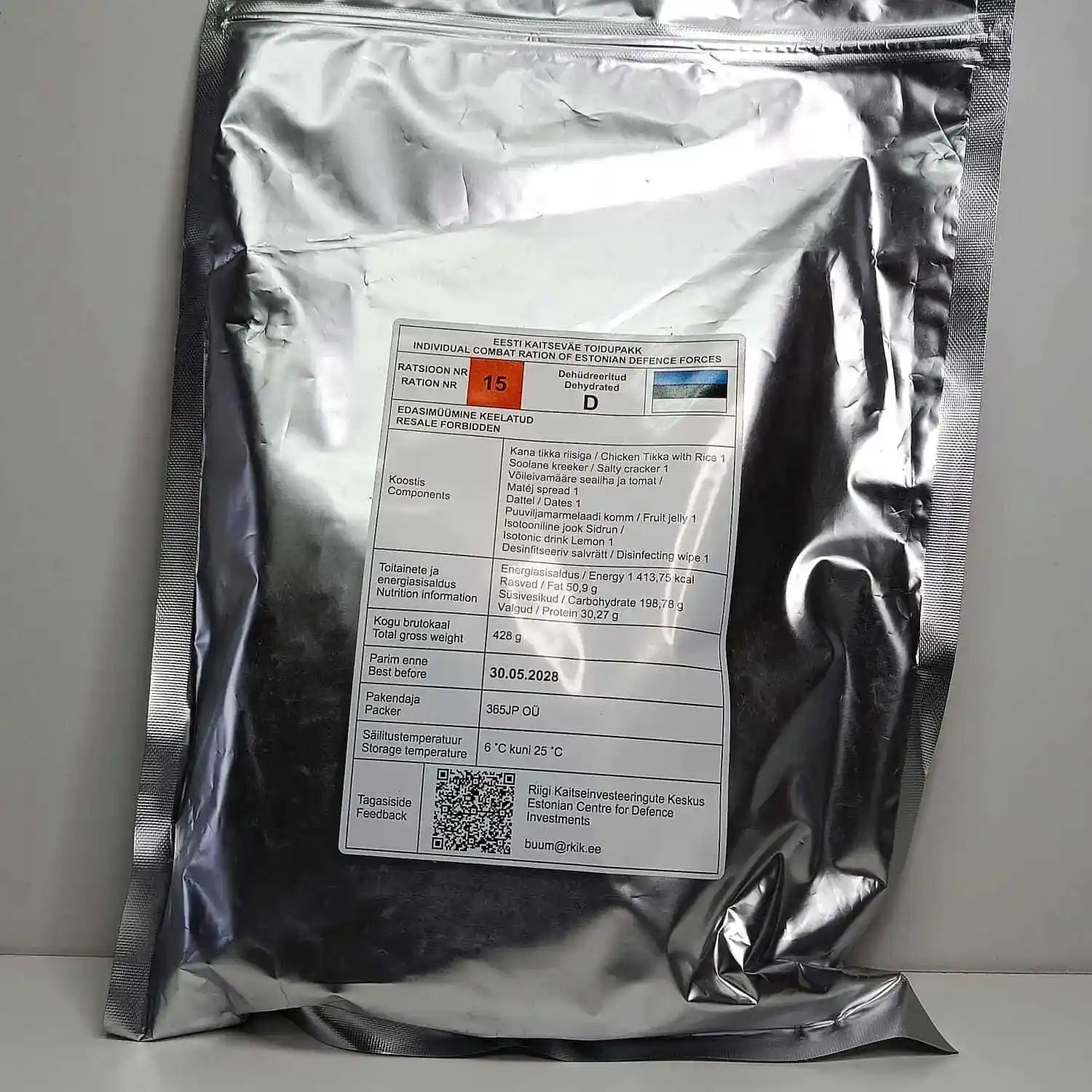 Ración de combate individual – Fuerzas de Defensa de Estonia Menu 15