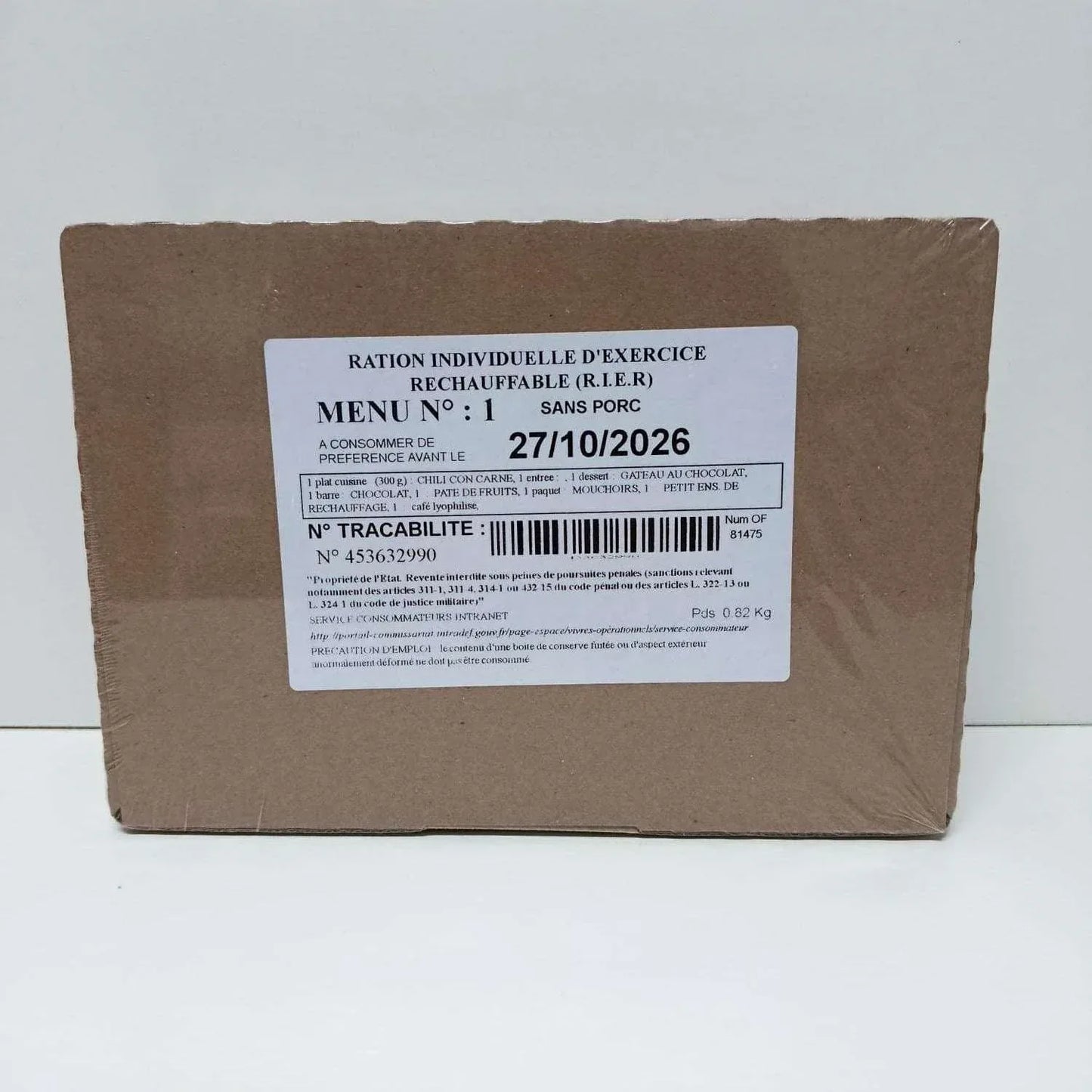 MRE Francia RIER 12h menú 1 ración combate francesa