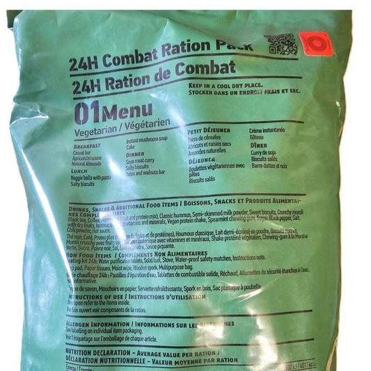 Ración militar ONU 24 horas Naciones Unidas vegetariana MRE