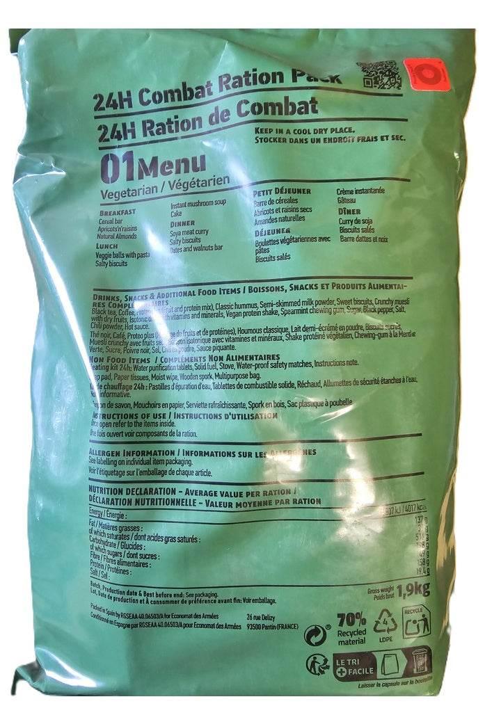 Ración vegetariana ONU 24 horas United Nations MRE veggie