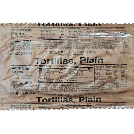 Tortillas MRE plain ración militar pan larga duración